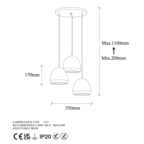 Φωτιστικό Οροφής Τρίφωτο A-G Mugo 942FLG1487 Vintage