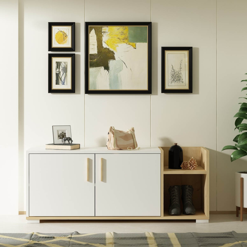 Έπιπλο Εισόδου - Παπουτσοθήκη Με Αποθηκευτικό Χώρο (110x35x50) A-G Sunrise 475OLV1805 White/Oak