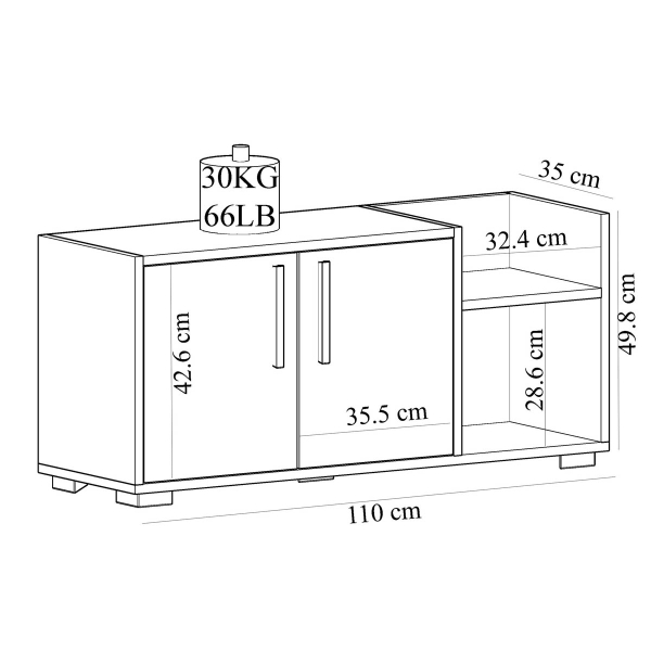Έπιπλο Εισόδου - Παπουτσοθήκη Με Αποθηκευτικό Χώρο (110x35x50) A-G Sunrise 475OLV1805 White/Oak