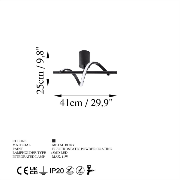 Φωτιστικό Οροφής Μονόφωτο LED A-G Likma 119FRS1509 Black