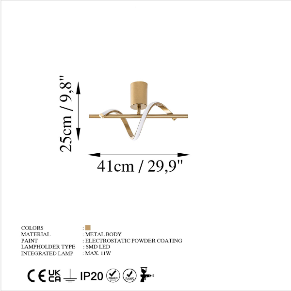 Φωτιστικό Οροφής Μονόφωτο LED A-G Likma 119FRS1510 Gold