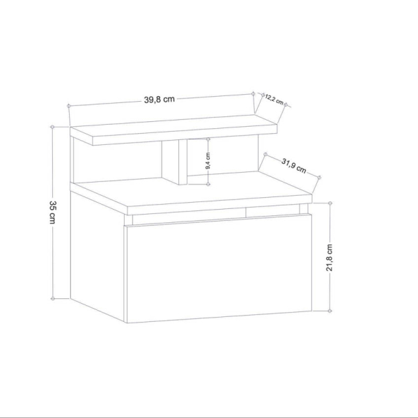 Κομοδίνο Επιτοίχιο Με Συρτάρι & Ράφι (39.8x31.9x35) A-G Alice 322RTC1605 White
