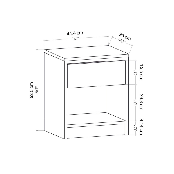 Κομοδίνο Με Συρτάρι & Ράφι (44.6x35.9x52.8) A-G Sheridan 322RTC1613 White
