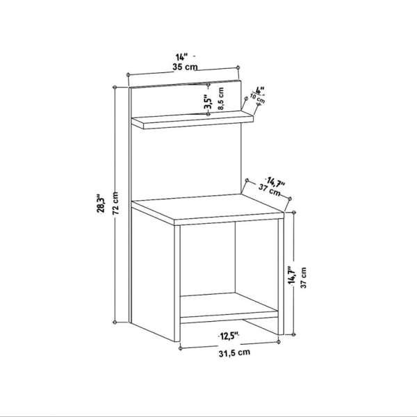 Κομοδίνο Με 2 Ράφια (35.6x37.4x72) A-G Ullman 322RTC1618 Oak