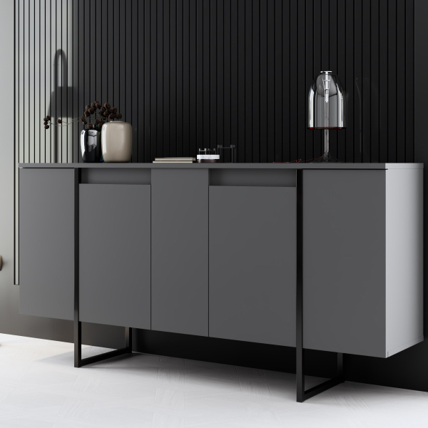 Μπουφές (160x35x80) A-G Luxe 618BLY1175 Anthracite/Black