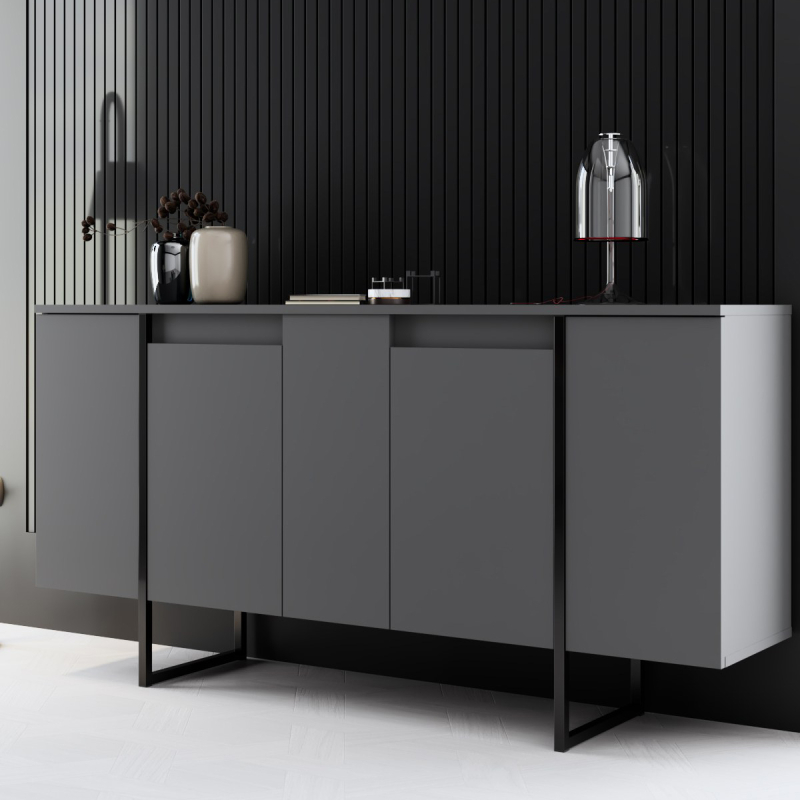 Μπουφές (160x35x80) A-G Luxe 618BLY1175 Anthracite/Black