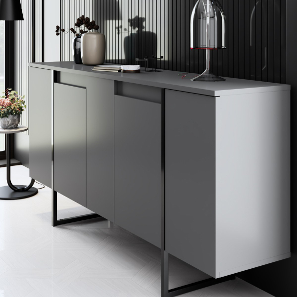 Μπουφές (160x35x80) A-G Luxe 618BLY1175 Anthracite/Black