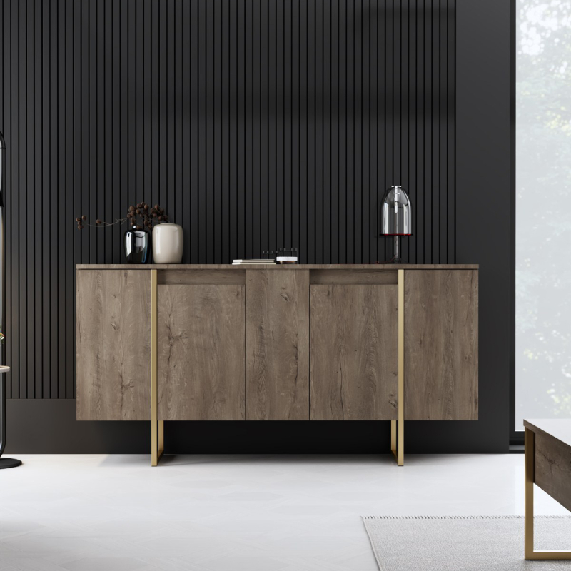 Μπουφές (160x35x80) A-G Luxe 618BLY1180 Walnut/Gold