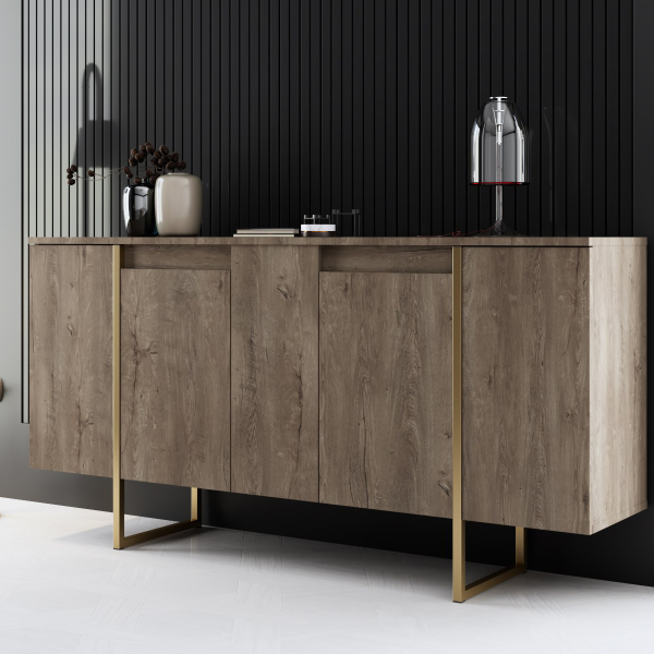 Μπουφές (160x35x80) A-G Luxe 618BLY1180 Walnut/Gold