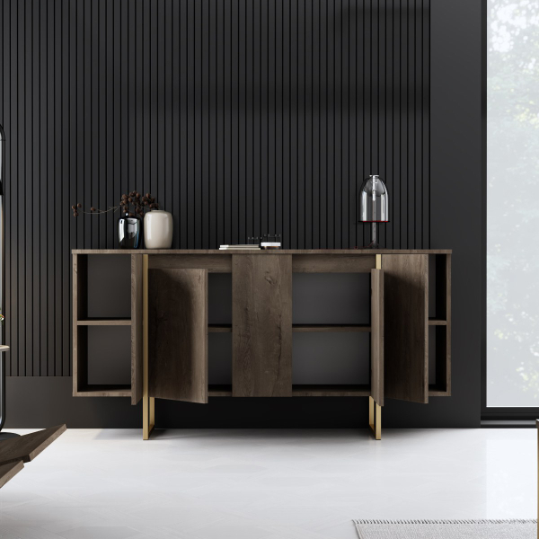 Μπουφές (160x35x80) A-G Luxe 618BLY1180 Walnut/Gold