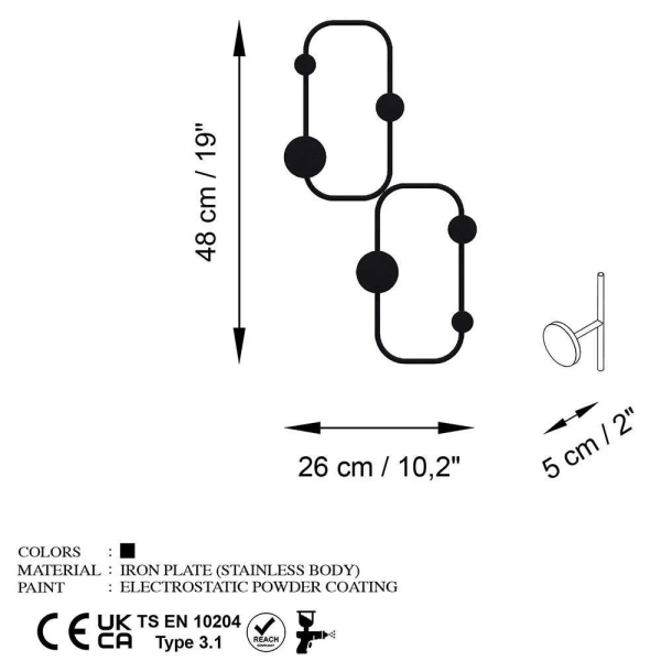 Κρεμάστρα Τοίχου 6 Θέσεων (26x5x48) A-G Ladybu 494PYT1159