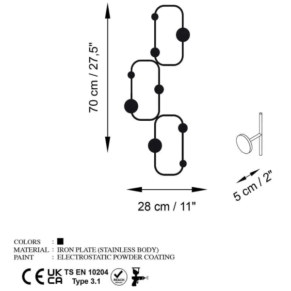 Κρεμάστρα Τοίχου 9 Θέσεων (28x5x70) A-G Lizzard 494PYT1163