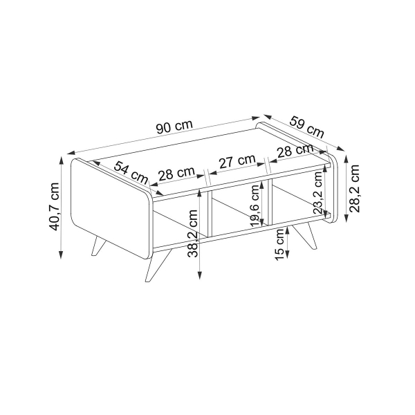 Τραπέζι Σαλονιού Με 3 Ράφια (90x59x40.7) A-G Mindy 550ARN3452 Oak/Anthracite