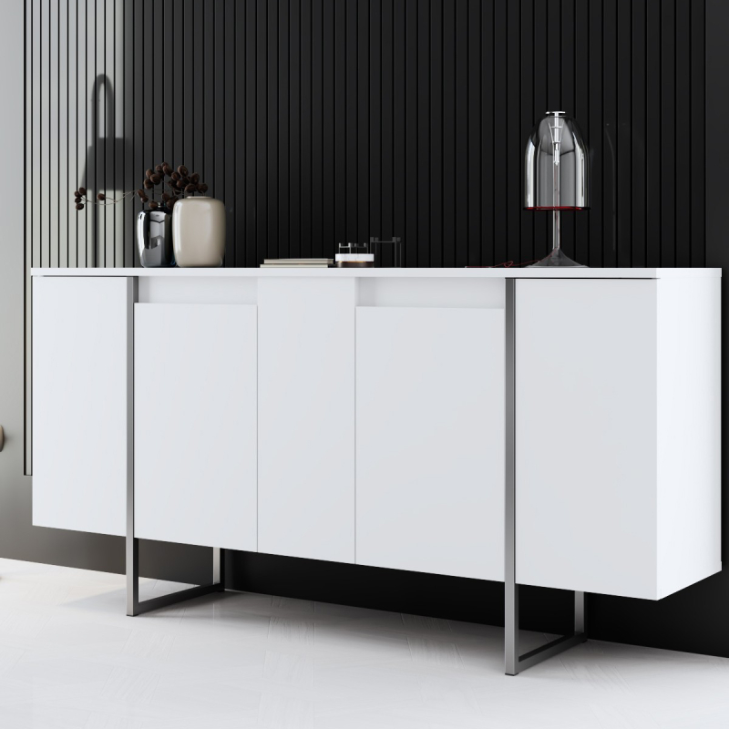 Μπουφές (160x35x80) A-G Luxe 618BLY1302 White/Silver