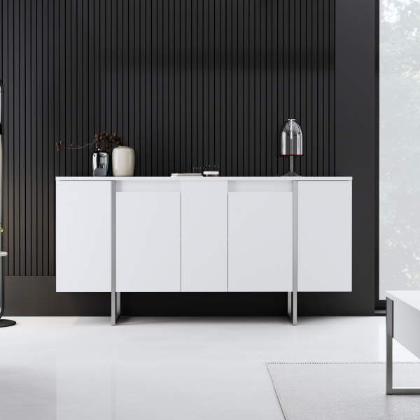 Μπουφές (160x35x80) A-G Luxe 618BLY1302 White/Silver