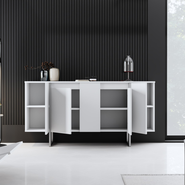 Μπουφές (160x35x80) A-G Luxe 618BLY1302 White/Silver