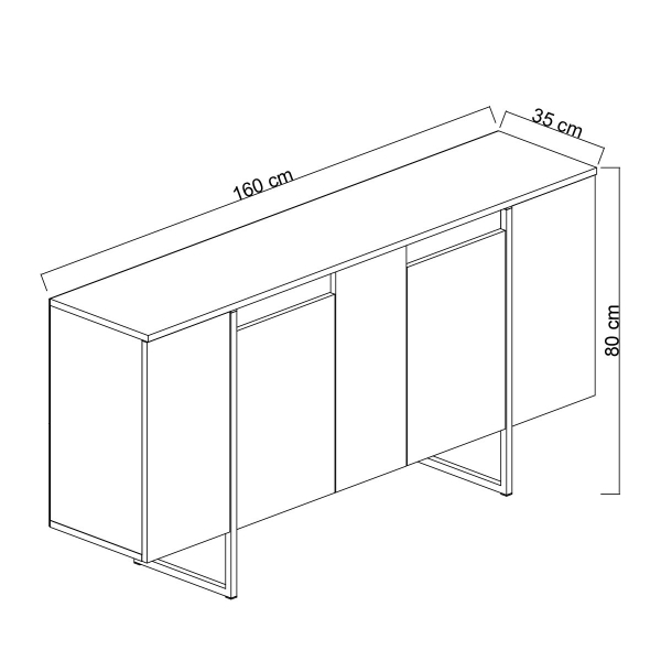 Μπουφές (160x35x80) A-G Luxe 618BLY1302 White/Silver