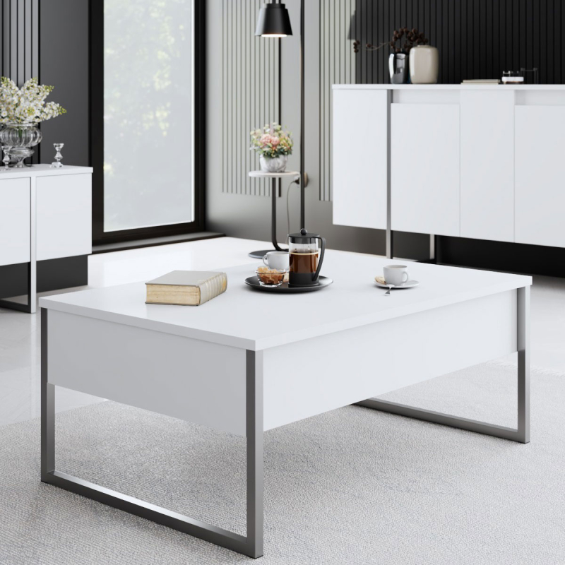 Τραπέζι Σαλονιού (90x60x40) A-G Luxe 618BLY1351 White/Silver