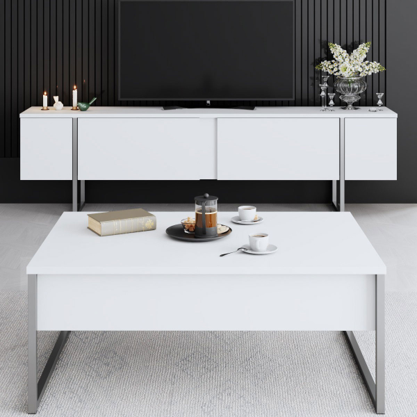 Τραπέζι Σαλονιού (90x60x40) A-G Luxe 618BLY1351 White/Silver