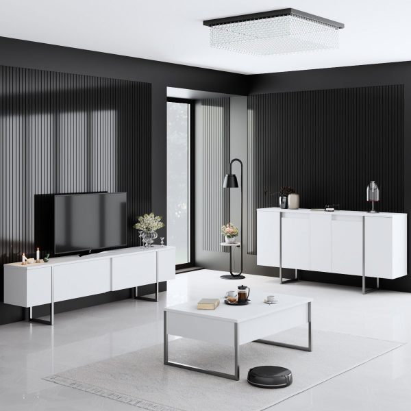 Τραπέζι Σαλονιού (90x60x40) A-G Luxe 618BLY1351 White/Silver