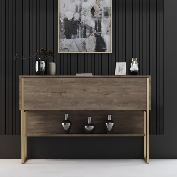 Κονσόλα Εισόδου (120x30x80) A-G Luxe 618BLY1403 Walnut/Gold