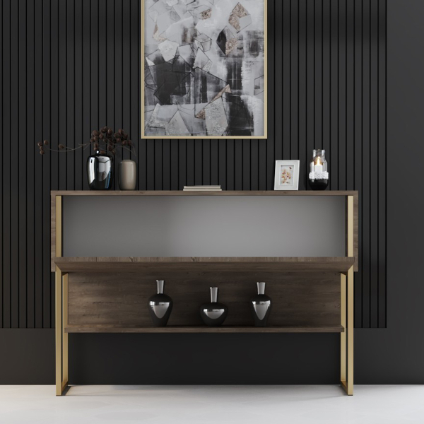 Κονσόλα Εισόδου (120x30x80) A-G Luxe 618BLY1403 Walnut/Gold