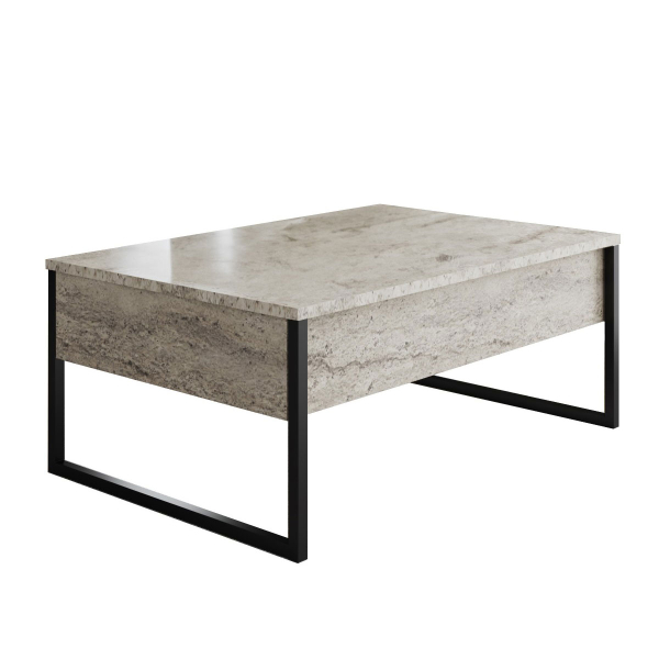 Τραπέζι Σαλονιού (90x60x40) A-G Luxe 618BLY1353 Travertine/Black