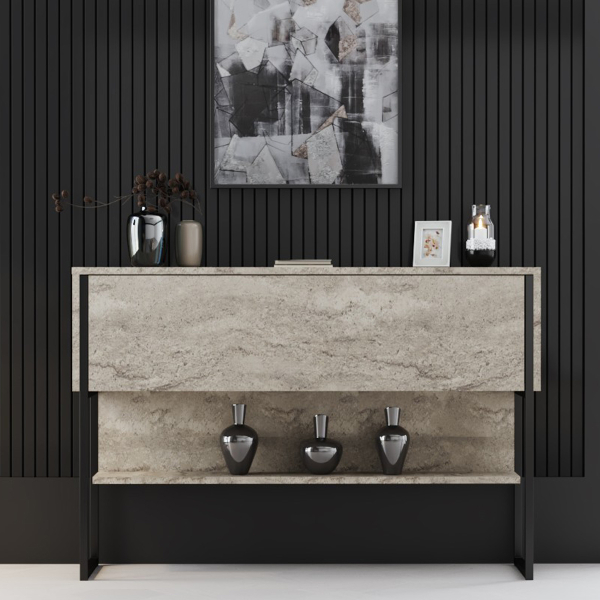Κονσόλα Εισόδου (120x30x80) A-G Luxe 618BLY1410 Travertine/Black