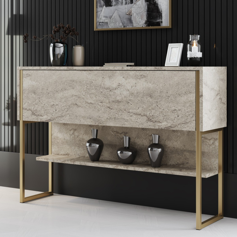 Κονσόλα Εισόδου (120x30x80) A-G Luxe 618BLY1411 Travertine/Gold