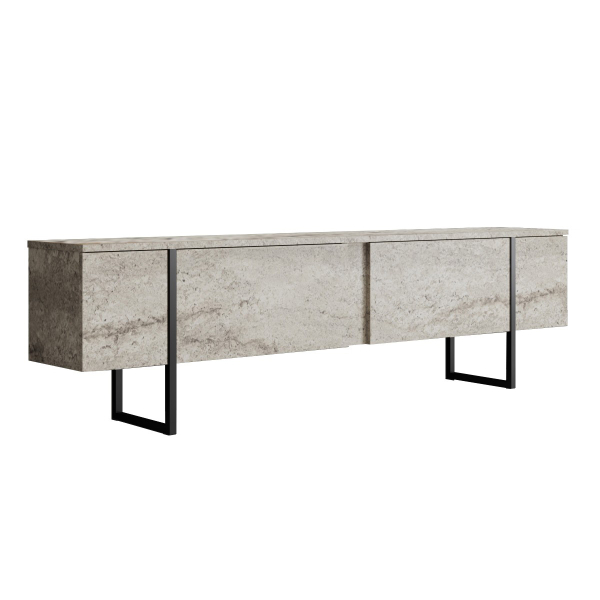 Έπιπλο Τηλεόρασης (180x30x50) A-G Luxe 618BLY1253 Travertine/Black