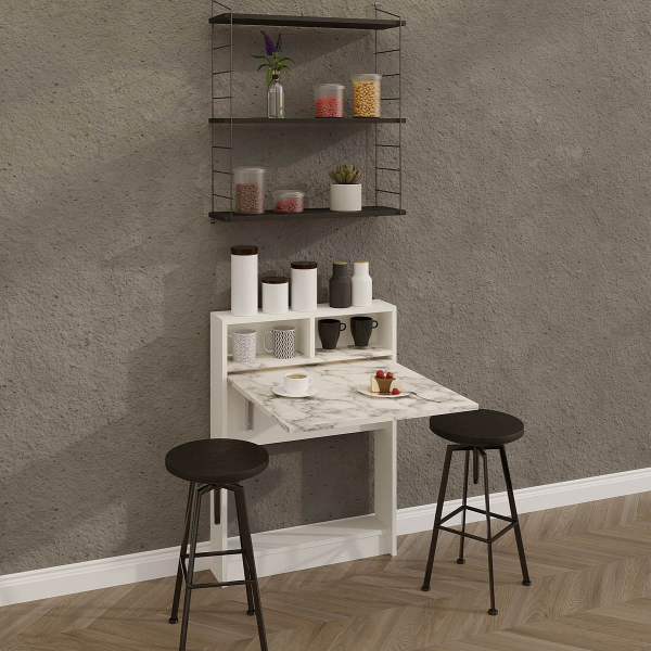 Τραπέζι Κουζίνας Με Ράφια (70x15x96) A-G Bracked 793ELG3811 Marble