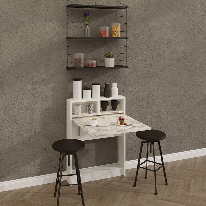 Τραπέζι Κουζίνας Με Ράφια (70x15x96) A-G Bracked 793ELG3811 Marble