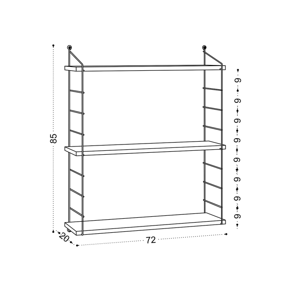 Ραφιέρα Τοίχου (72x20x85) A-G Armoni 775DCM1848 Marble