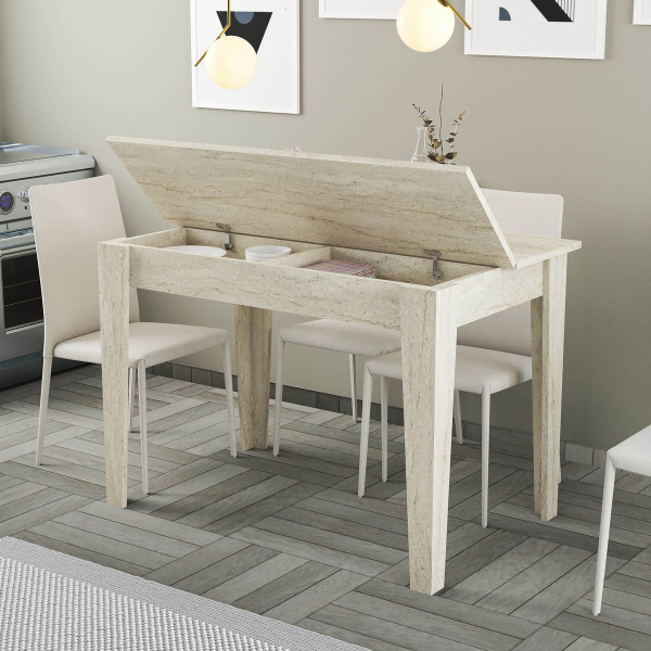 Τραπέζι Κουζίνας Με Αποθηκευτικό Χώρο (110x72x75) A-G Kiev 845HCT5603 Travertine