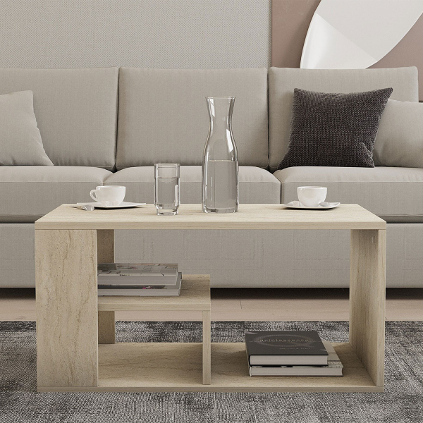 Τραπέζι Σαλονιού Με 3 Ράφια (80x50x40) A-G Eros 495SSE2111 Travertine