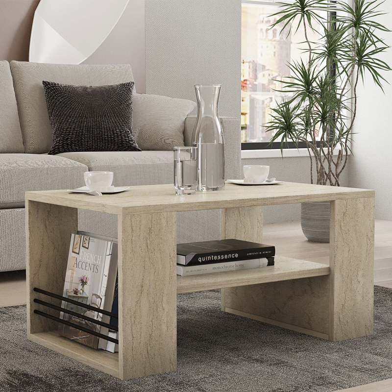 Τραπέζι Σαλονιού Με 3 Ράφια (80x50x40) A-G Iris 495SSE2113 Marble