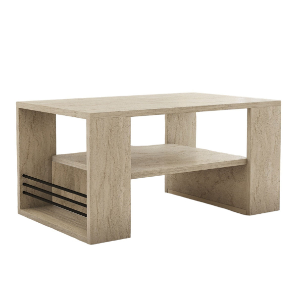 Τραπέζι Σαλονιού Με 3 Ράφια (80x50x40) A-G Iris 495SSE2113 Marble