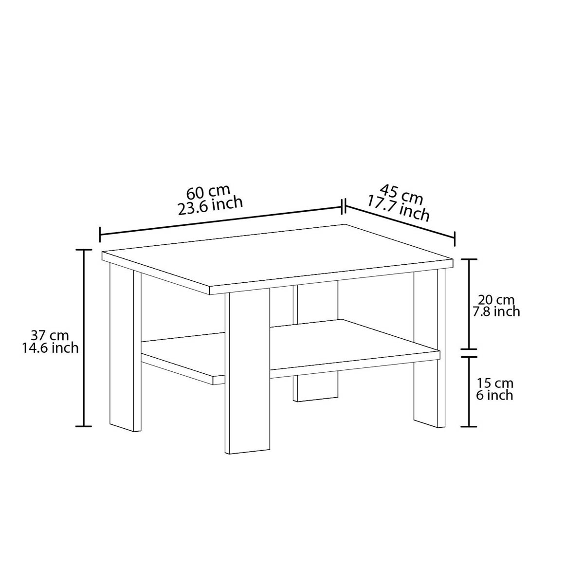 Τραπέζι Σαλονιού με Ράφι (60X45X37) A-G Duama 382Nrc1536 White Home Έπιπλα Τραπεζάκια & Βοηθητικά Spitishop