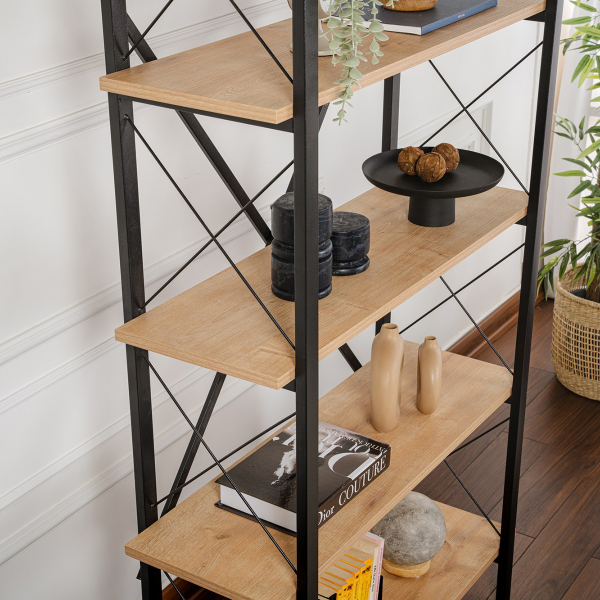 Ραφιέρα Δαπέδου 5 Θέσεων (90x33.5x180) A-G Elysian 241NRD1334 Oak/Black