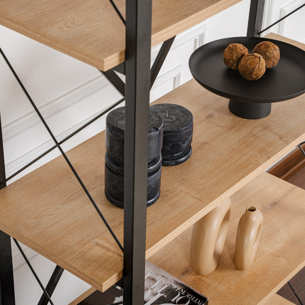 Ραφιέρα Δαπέδου 5 Θέσεων (90x33.5x180) A-G Elysian 241NRD1334 Oak/Black