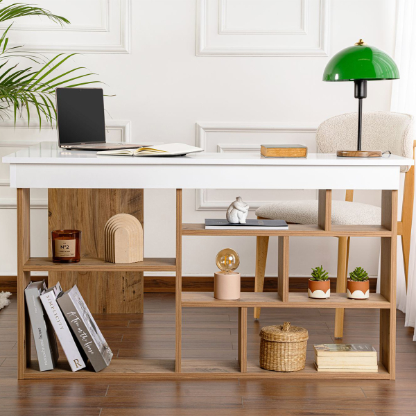 Γωνιακό Γραφείο Με Βιβλιοθήκη (120x130x71.8) A-G Vesper 241NRD1110 White