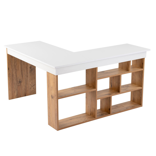 Γωνιακό Γραφείο Με Βιβλιοθήκη (120x130x71.8) A-G Vesper 241NRD1110 White