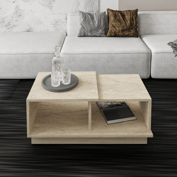 Τραπέζι Σαλονιού Με 2 Ράφια (90x45x36) A-G Consept 382NRC1215 Travertine