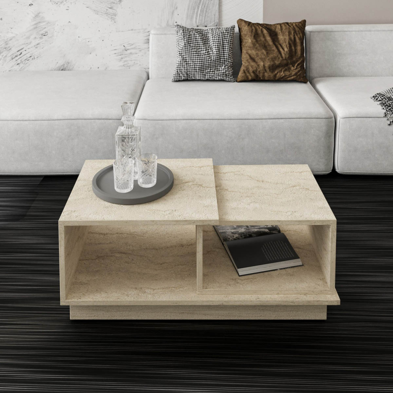 Τραπέζι Σαλονιού Με 2 Ράφια (90x45x36) A-G Consept 382NRC1215 Travertine