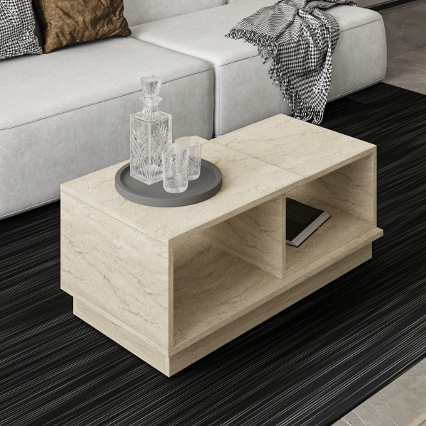 Τραπέζι Σαλονιού Με 2 Ράφια (90x45x36) A-G Consept 382NRC1215 Travertine