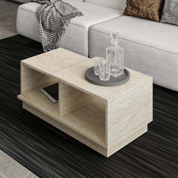 Τραπέζι Σαλονιού Με 2 Ράφια (90x45x36) A-G Consept 382NRC1215 Travertine
