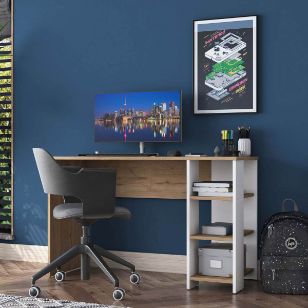 Γραφείο Με Βιβλιοθήκη (120x45x73.8) A-G 893RAN2713 Walnut/White