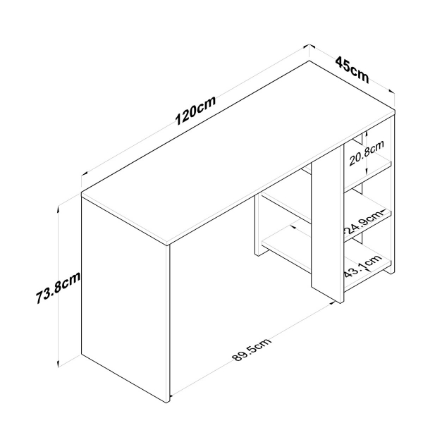 Γραφείο Με Βιβλιοθήκη (120x45x73.8) A-G 893RAN2713 Walnut/White