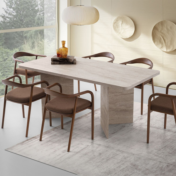 Τραπέζι Τραπεζαρίας (180x90x77) A-G Loft 974NMB2236 Travertine