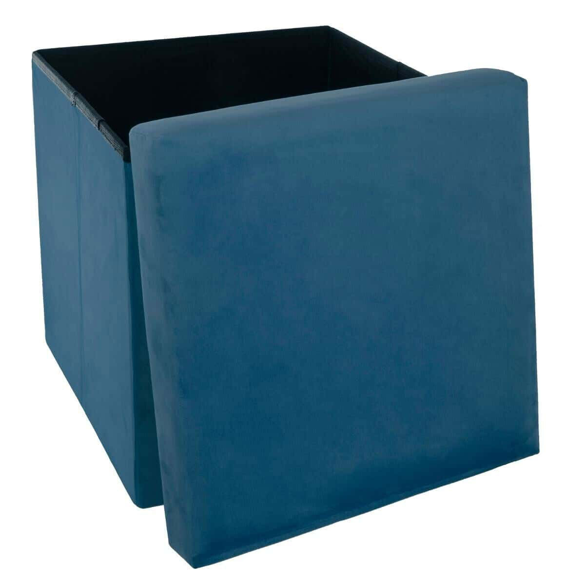 Σκαμπό με Αποθηκευτικό Χώρο (38X38X38) A-S Tess Velvet Blue 156910A Home Έπιπλα Spitishop